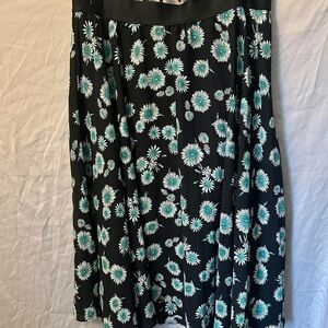 Express Green and Blue Midi A-Line Skirt